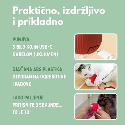 Pametna loptica za mačke, 100 % autonomna, dizajnirana da oponaša pravi plijen.