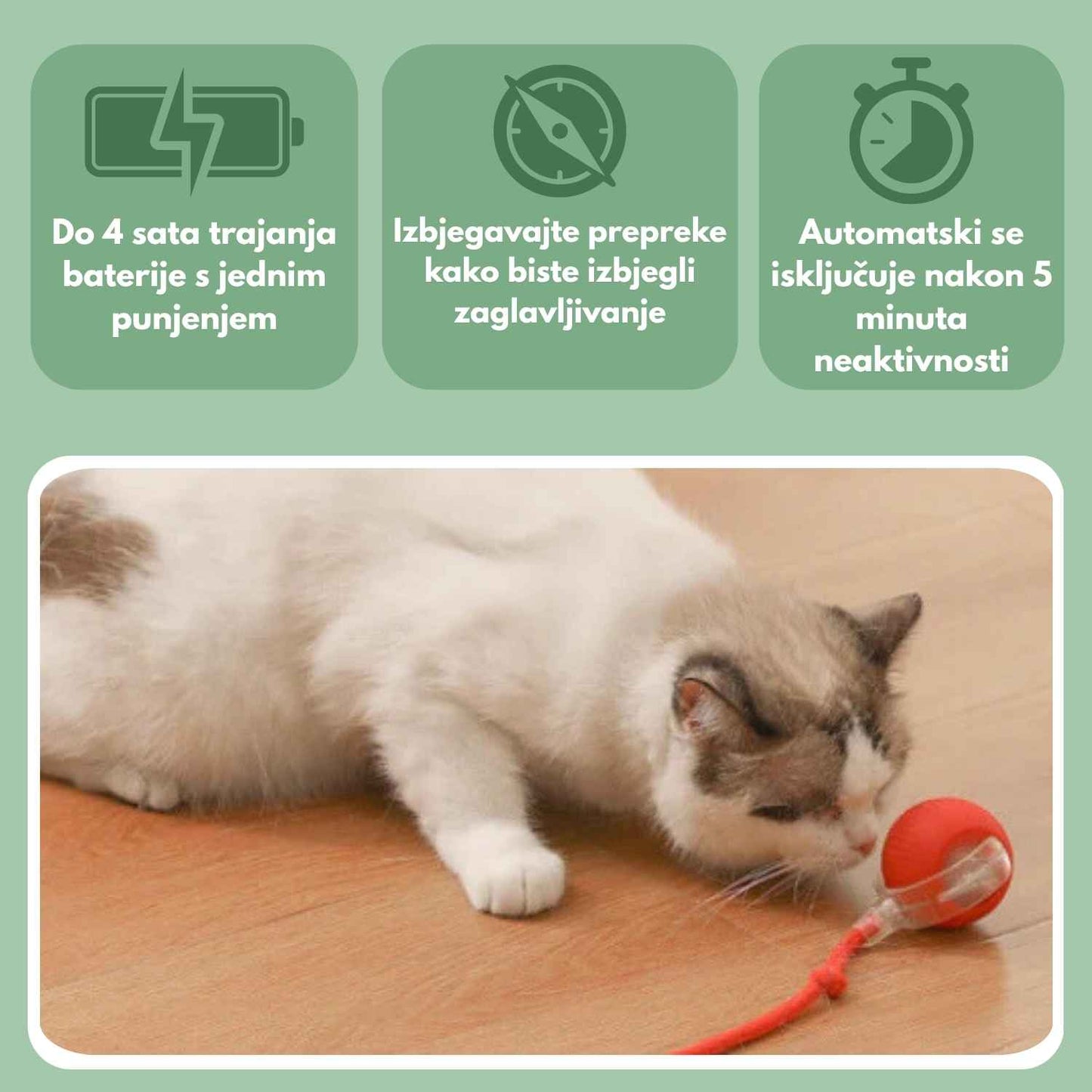 Pametna loptica za mačke, 100 % autonomna, dizajnirana da oponaša pravi plijen.