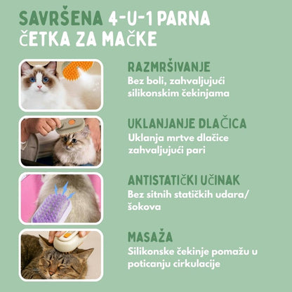 Višenamjenska parna četka 4‑u‑1 za mačke