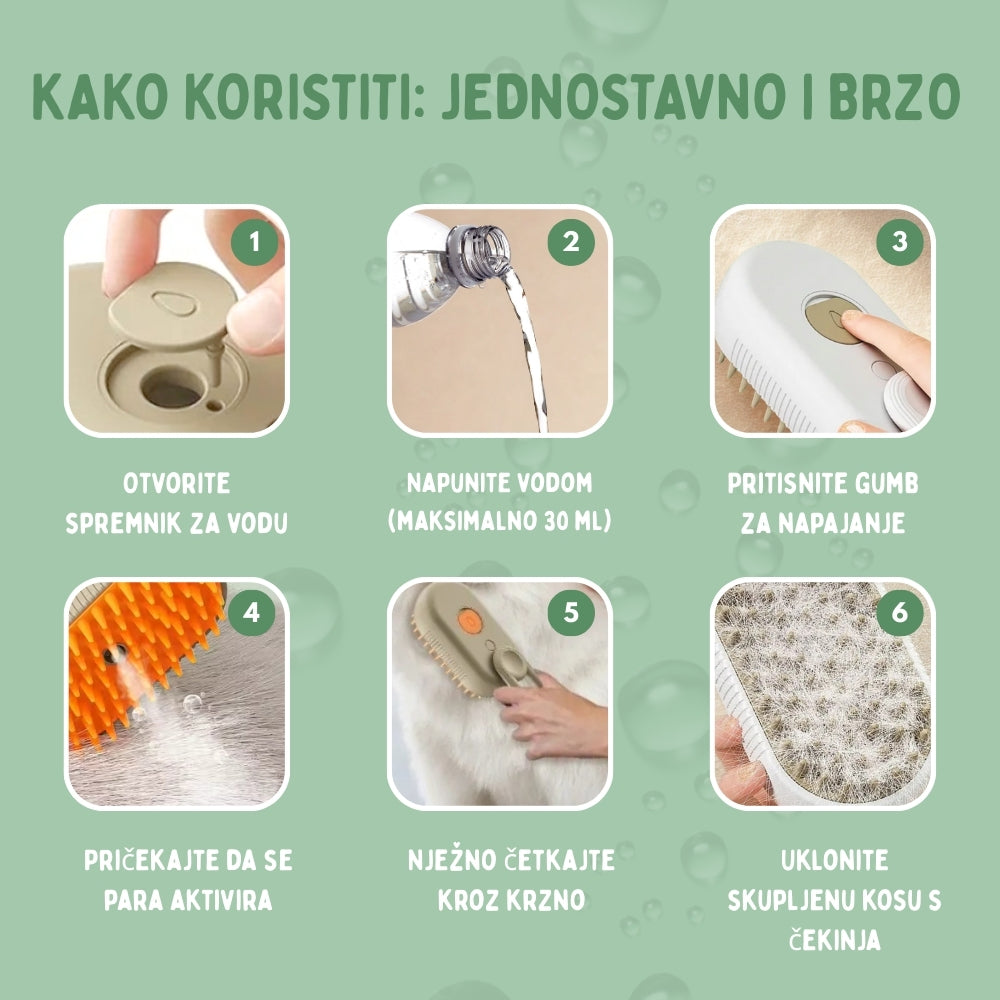 Višenamjenska parna četka 4‑u‑1 za mačke